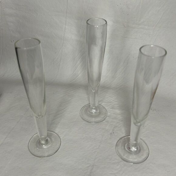 Liquor Cordial 2 Oz Shot Glass Flower Vase 1 In Round 6 1/4 In Tall Set 3 Used